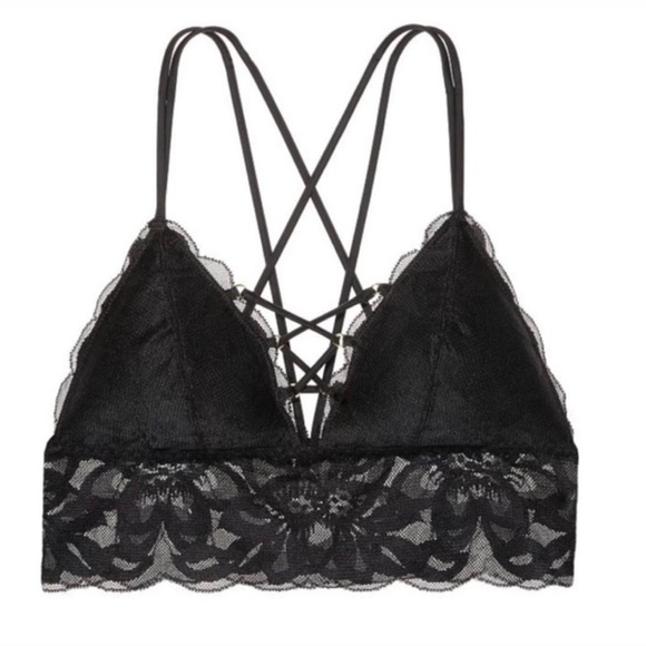 NWT PINK Victoria’s Secret Lightly Lined Lace Bralette, Black - Picture 3 of 6